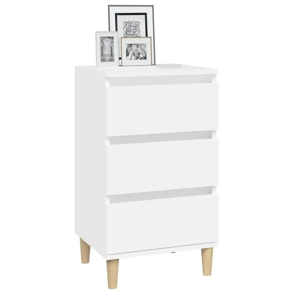 White Bedside Cabinet 3 Drawer 40x35x70 cm Engineered Wood Storage Nightstand