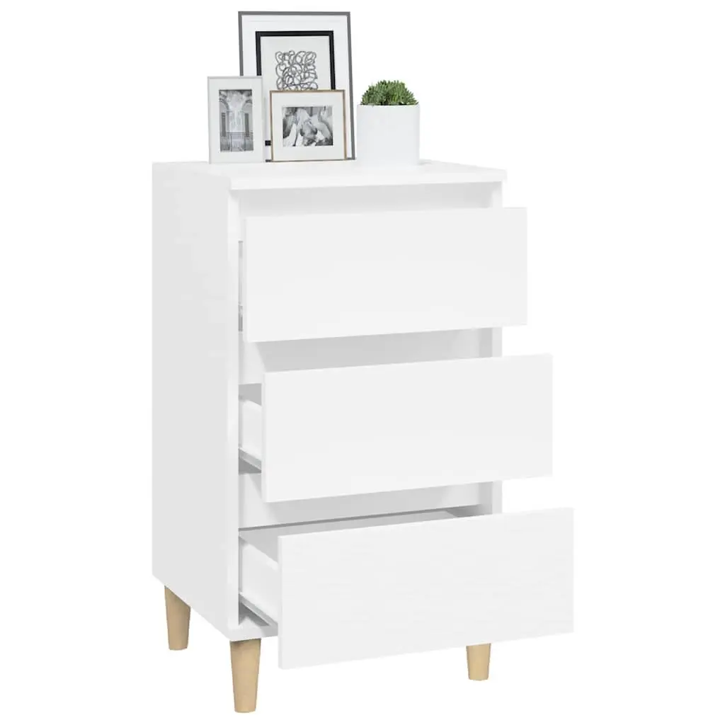 White Bedside Cabinet 3 Drawer 40x35x70 cm Engineered Wood Storage Nightstand