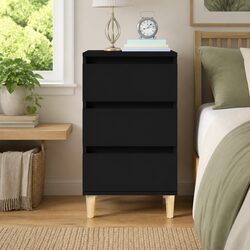Sleek Black Nightstand with 3 Drawers for Your Bedroom