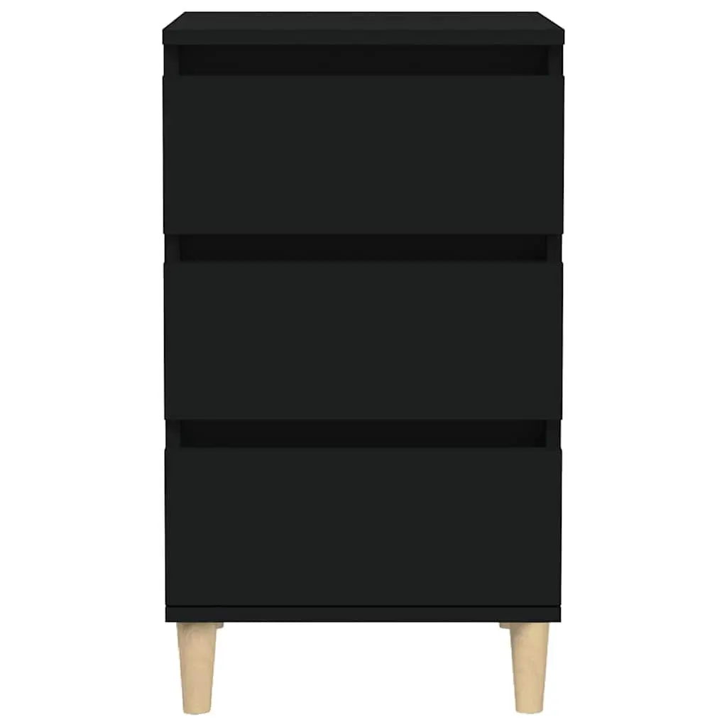 Bedside Cabinet Black 40x35x70 cm Engineered Wood Nightstand 3 Drawers Storage