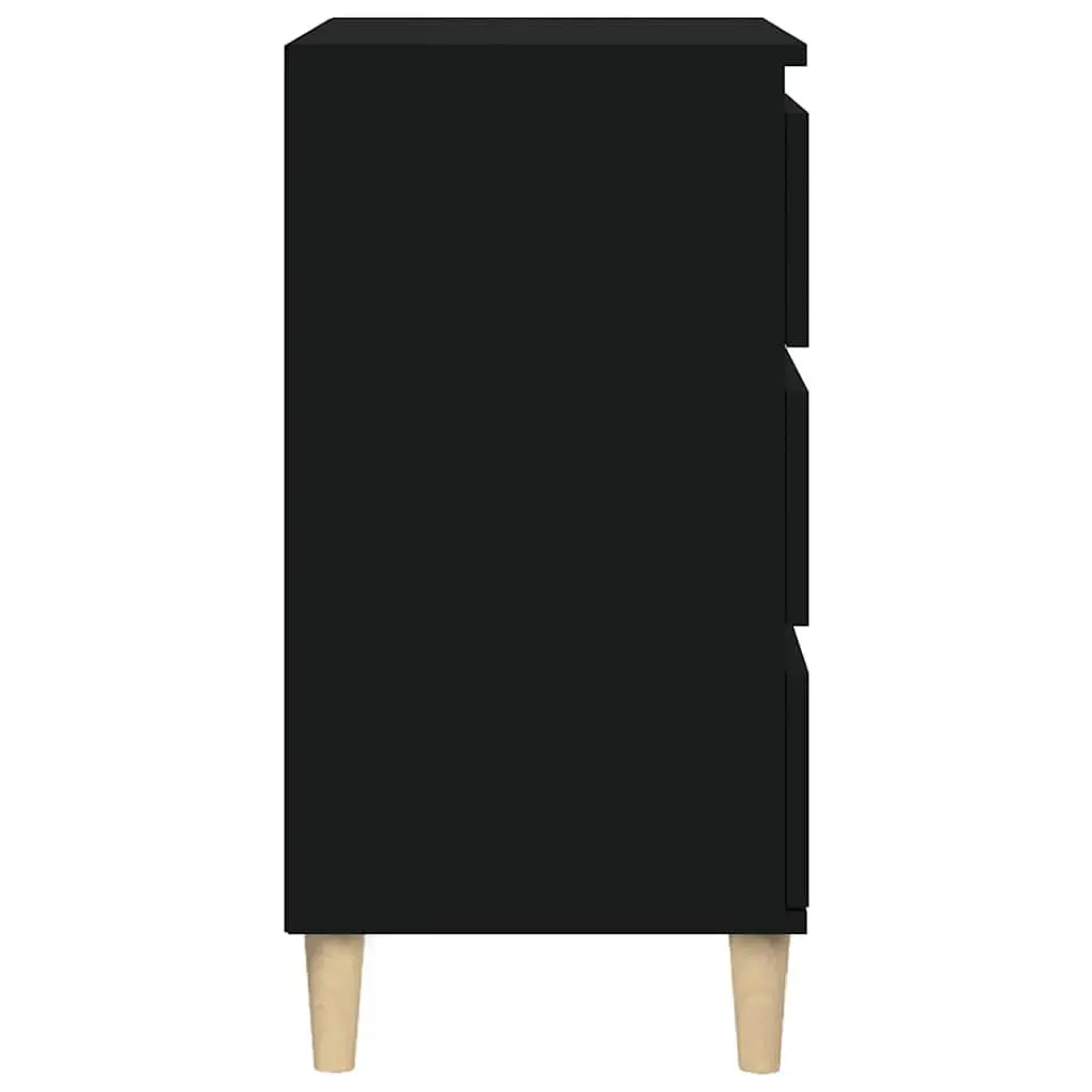 Bedside Cabinet Black 40x35x70 cm Engineered Wood Nightstand 3 Drawers Storage