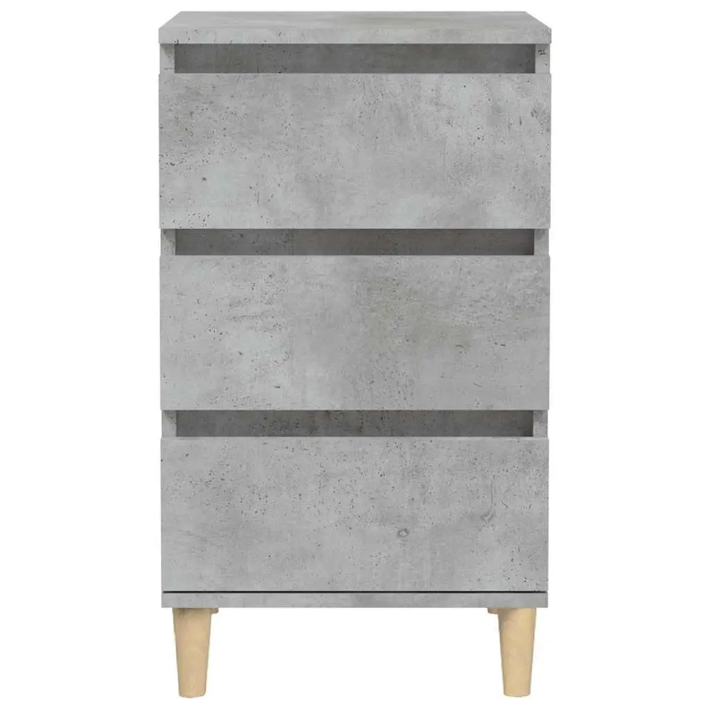 Grey Nightstand 3 Drawers 40x35x70cm Engineered Wood Bedside Cabinet