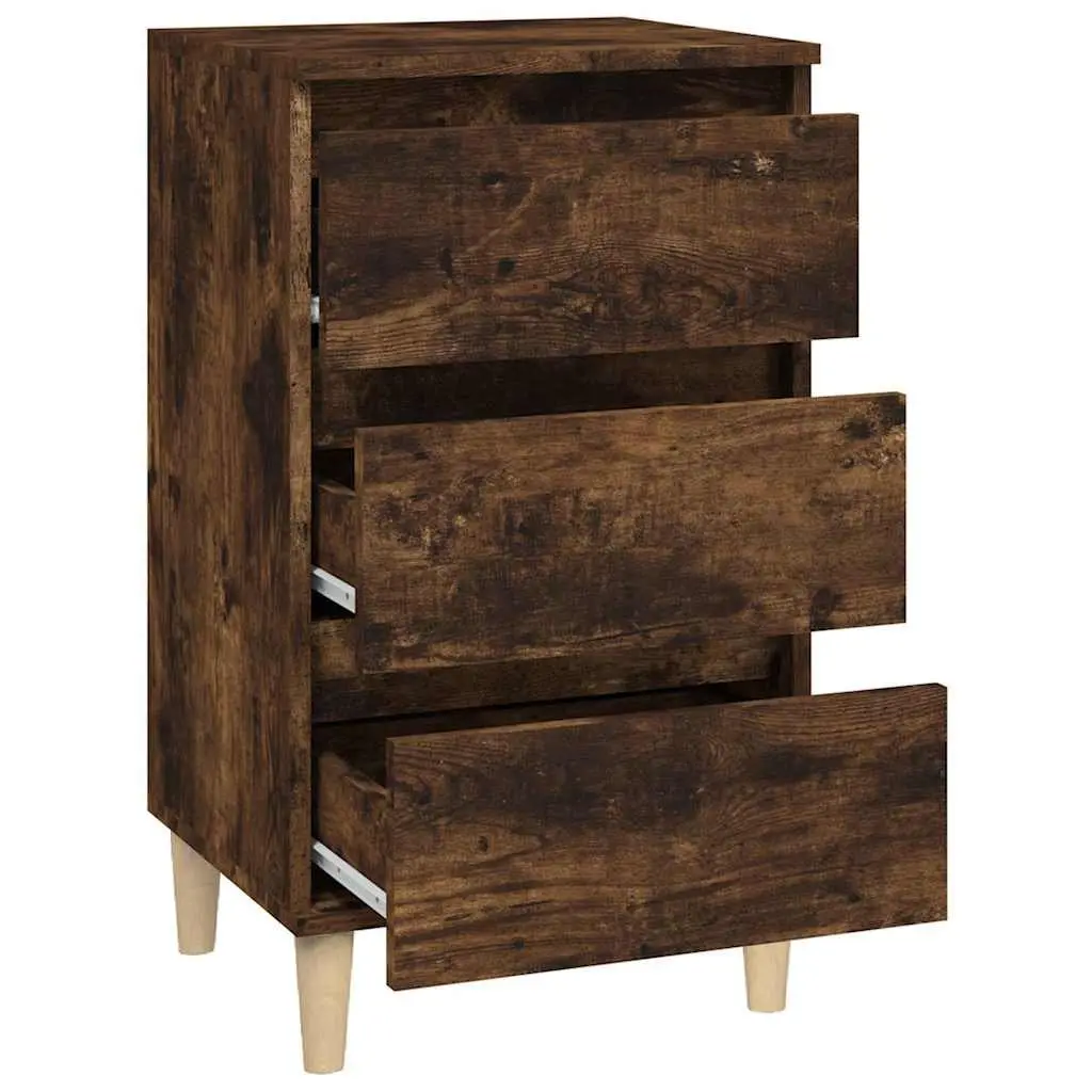 Bedside Cabinet Brown 40x35x70cm 3 Drawer Nightstand Storage