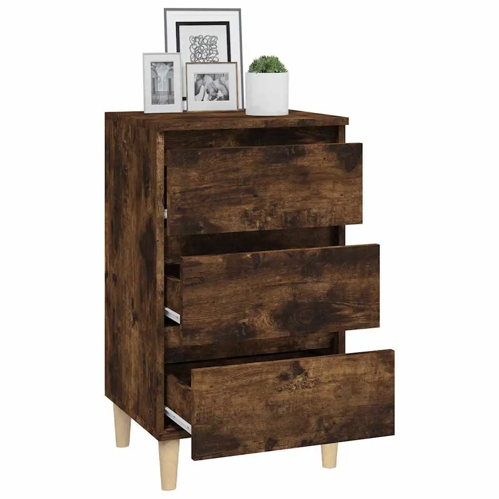 Bedside Cabinet Brown 40x35x70cm 3 Drawer Nightstand Storage