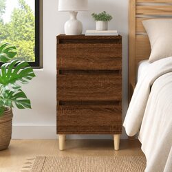 Brown Oak Bedside Cabinet with Organised Storage