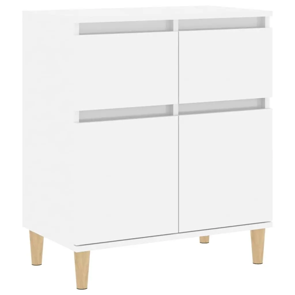 Sideboard White 60x35x70cm High Gloss Storage Cabinet with Drawers and Compartments