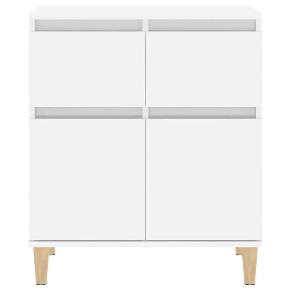 Sideboard White 60x35x70cm High Gloss Storage Cabinet with Drawers and Compartments