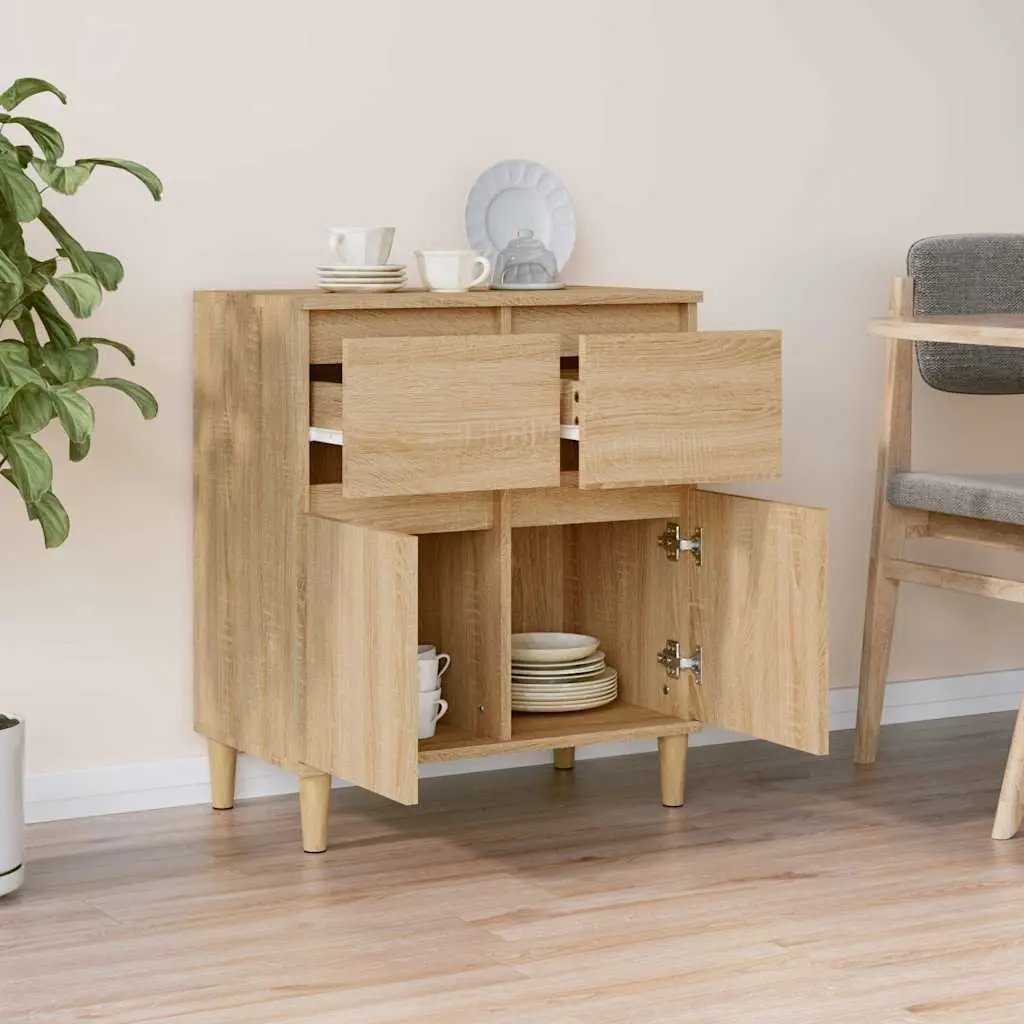 Storage Cabinet Engineered Wood Brown 60x35x70cm with Drawers and Door Compartments for Bedroom Kitchen Bathroom Office