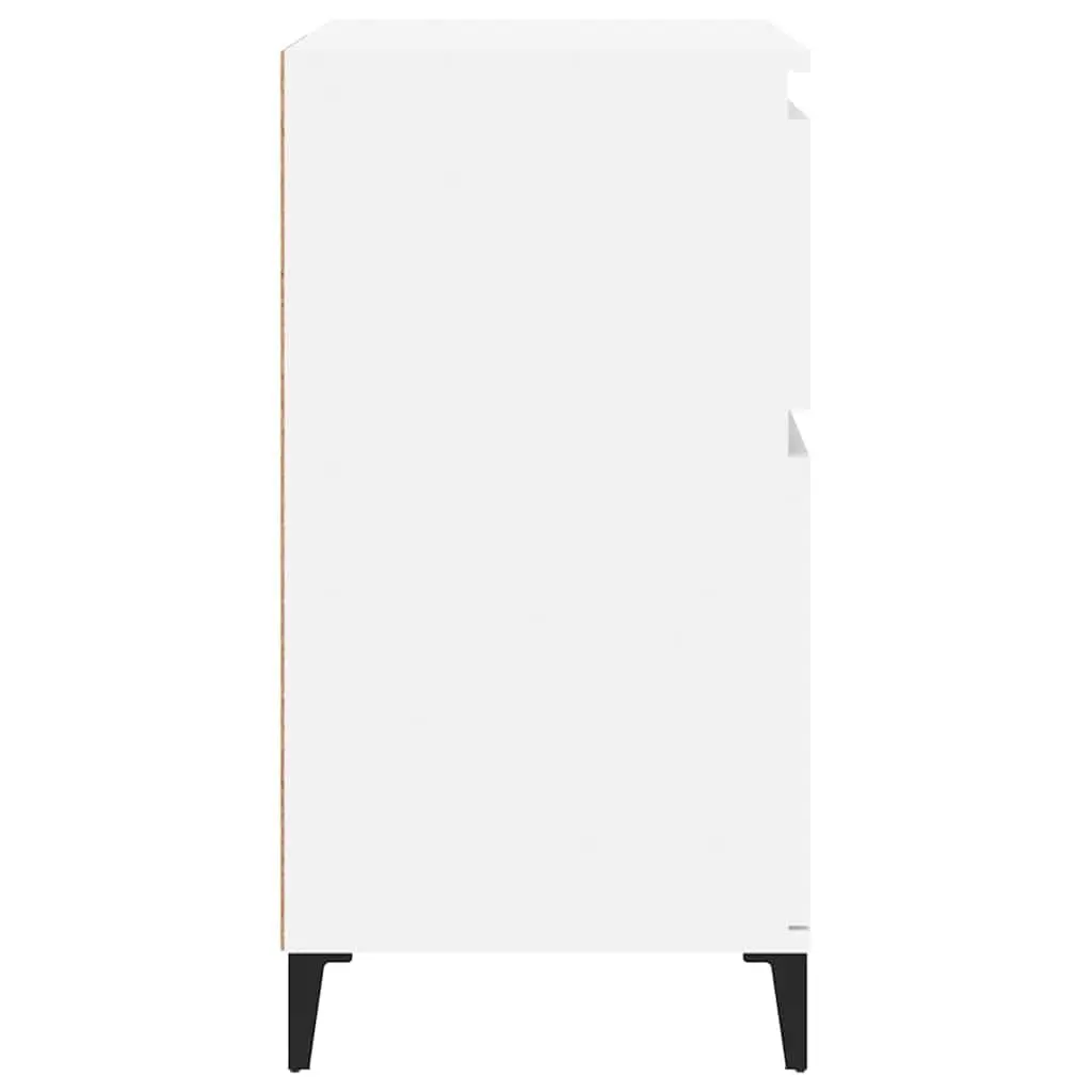 Sideboard White 60x35x70cm High Gloss Engineered Wood 2 Drawer