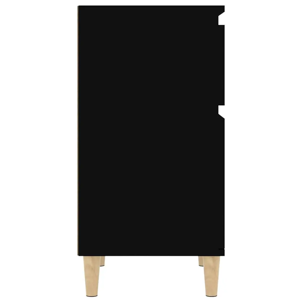 Black Bedside Cabinet Engineered Wood Storage Organizer 40x35x70cm Furniture