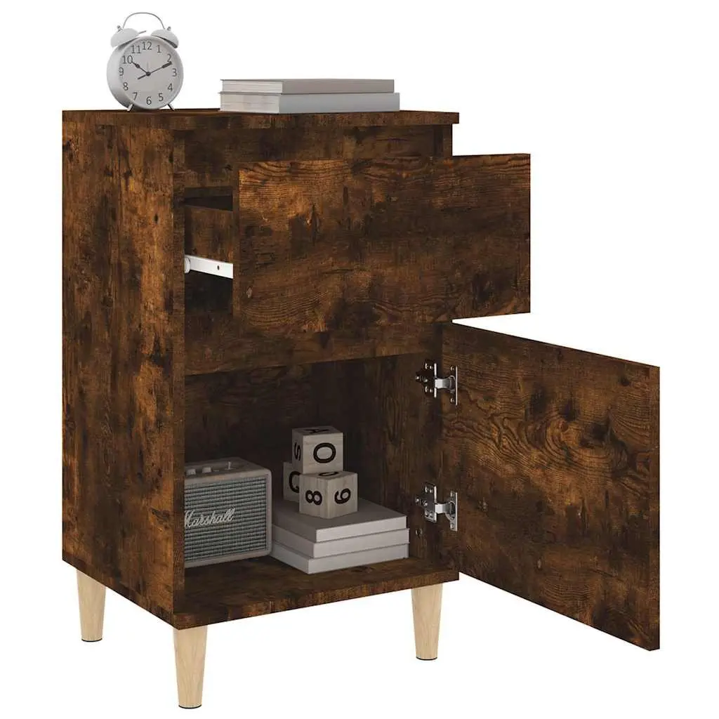 Engineered Wood Nightstand Brown 40x35x70 cm Storage Bedside Cabinet with Smooth Surface