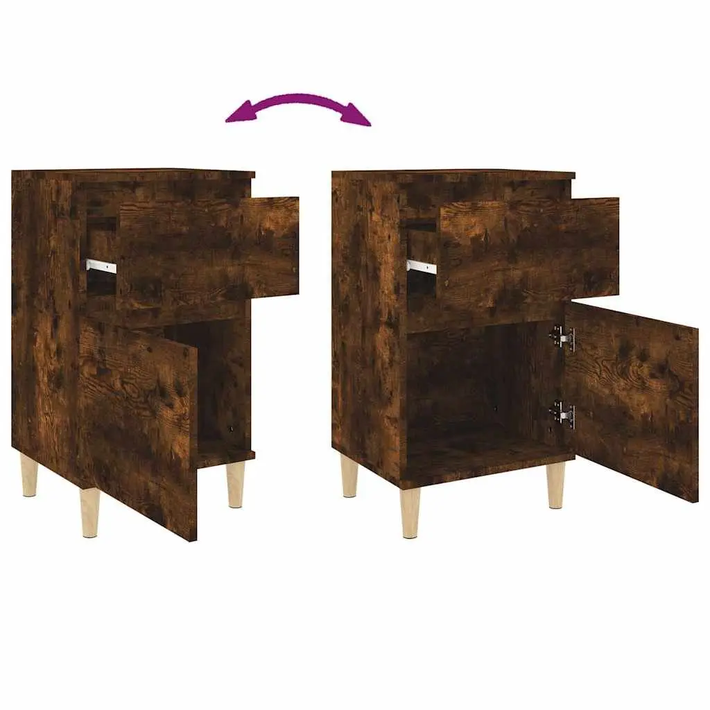 Bedside Cabinets Brown 40x35x70 cm Storage Nightstand Organiser 2 Piece
