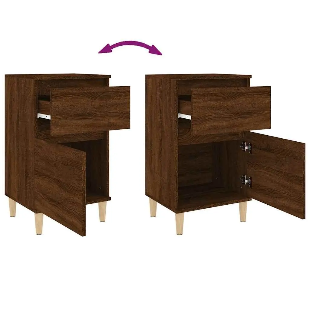 Bedside Table Brown Oak 40x35x70cm Storage Nightstand Durable Engineered Wood