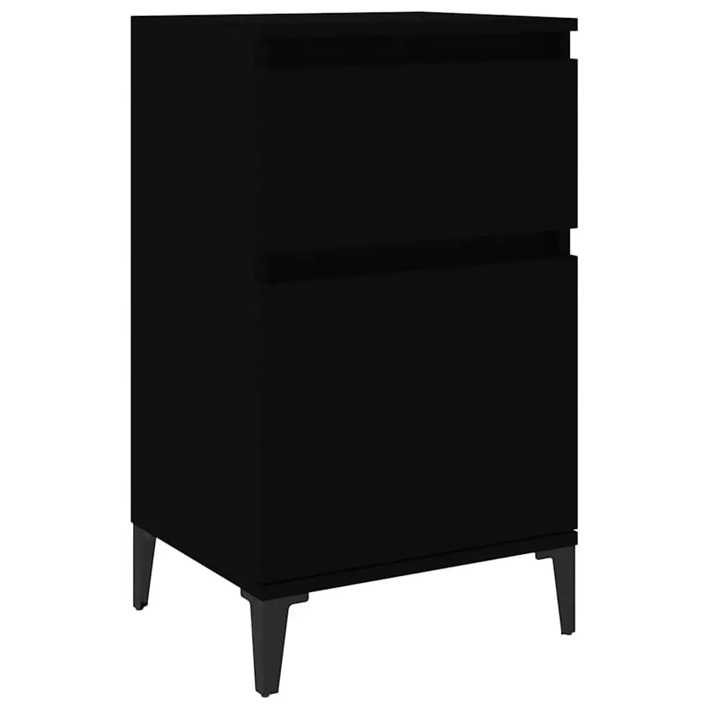 Black Bedside Cabinet Engineered Wood Storage Organiser 40x35x70cm Bedroom Furniture
