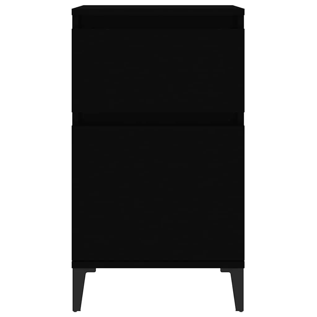 Black Bedside Cabinets 2 pcs 40x35x70 cm Engineered Wood Storage Nightstand