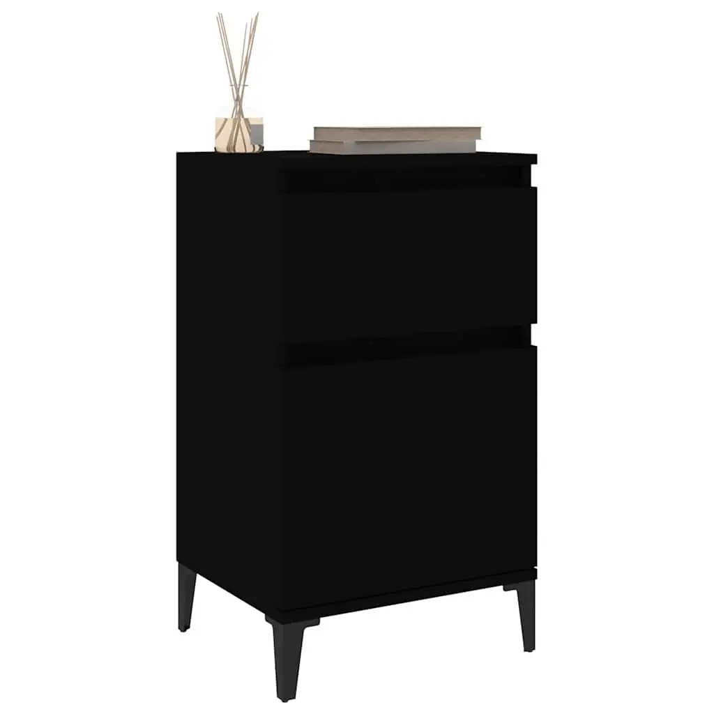 Black Bedside Cabinets 2 pcs 40x35x70 cm Engineered Wood Storage Nightstand
