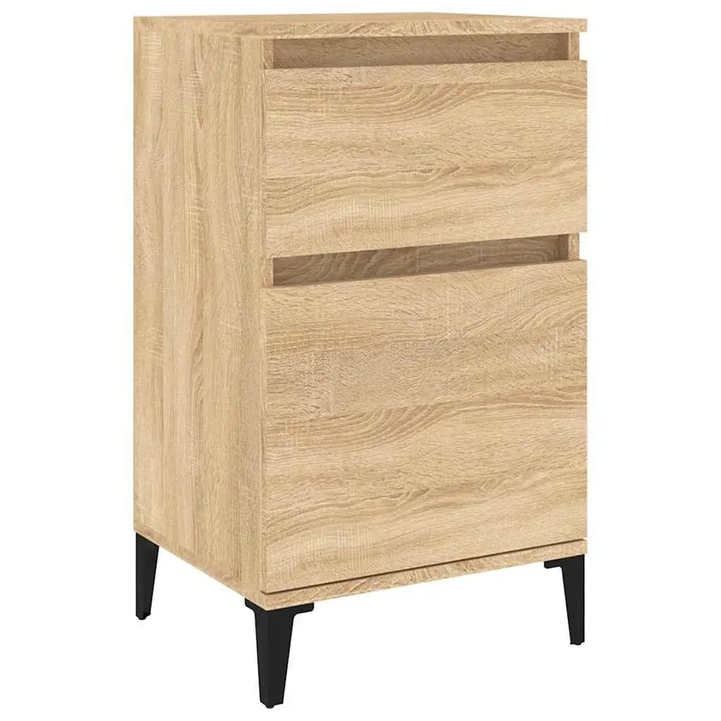 Brown Bedside Table Nightstand Storage Drawer Engineered Wood 40x35x70cm Bedroom Furniture