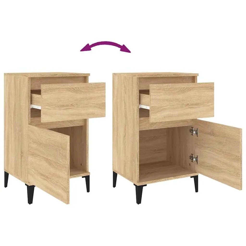 Bedside Cabinets Brown 40x35x70 cm Storage Nightstand Organiser Set of 2