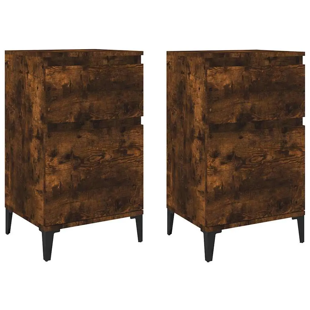 Bedside Cabinets Brown 40x35x70 cm Engineered Wood Storage Furniture 2 Piece