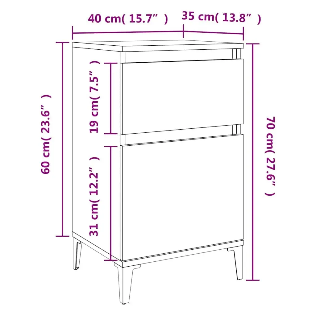 Bedside Cabinets Brown 40x35x70 cm Engineered Wood Storage Furniture 2 Piece