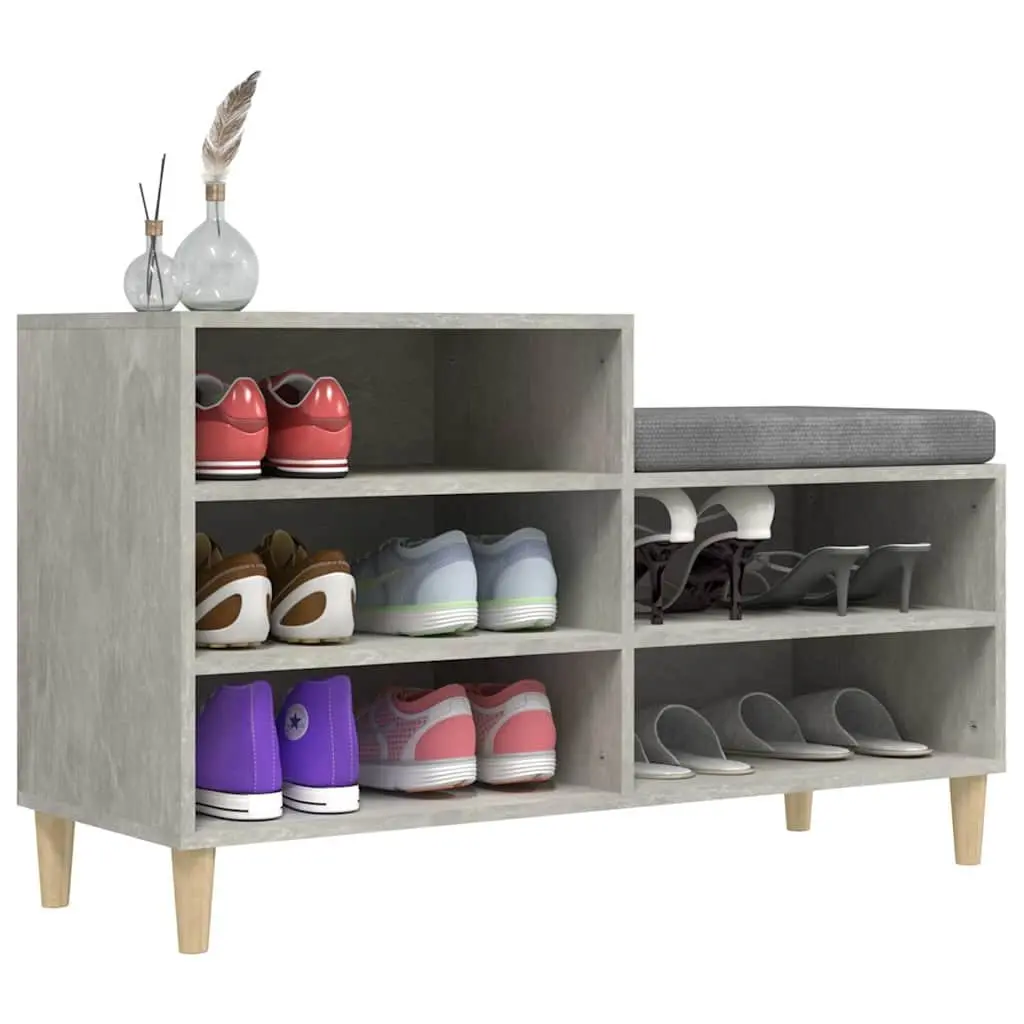 Shoe Storage Cabinet Grey Engineered Wood 5 Compartments Wooden Legs