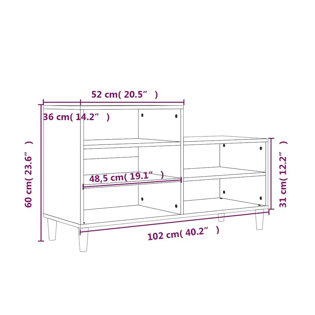 Shoe Storage Cabinet Grey Engineered Wood 5 Compartments Wooden Legs
