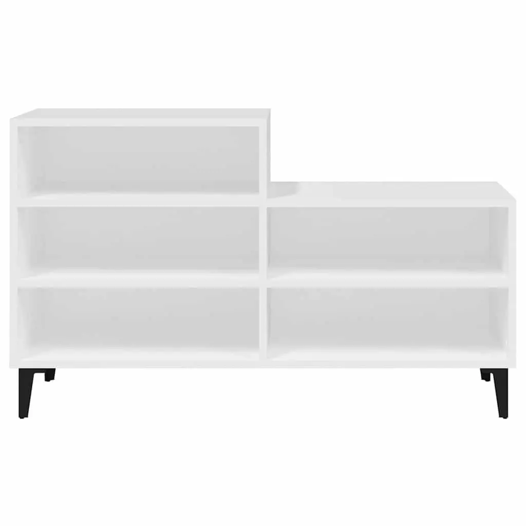 Shoe Storage Cabinet Engineered Wood White 102x36x60 cm 5 Shelves Compact Organization Rack