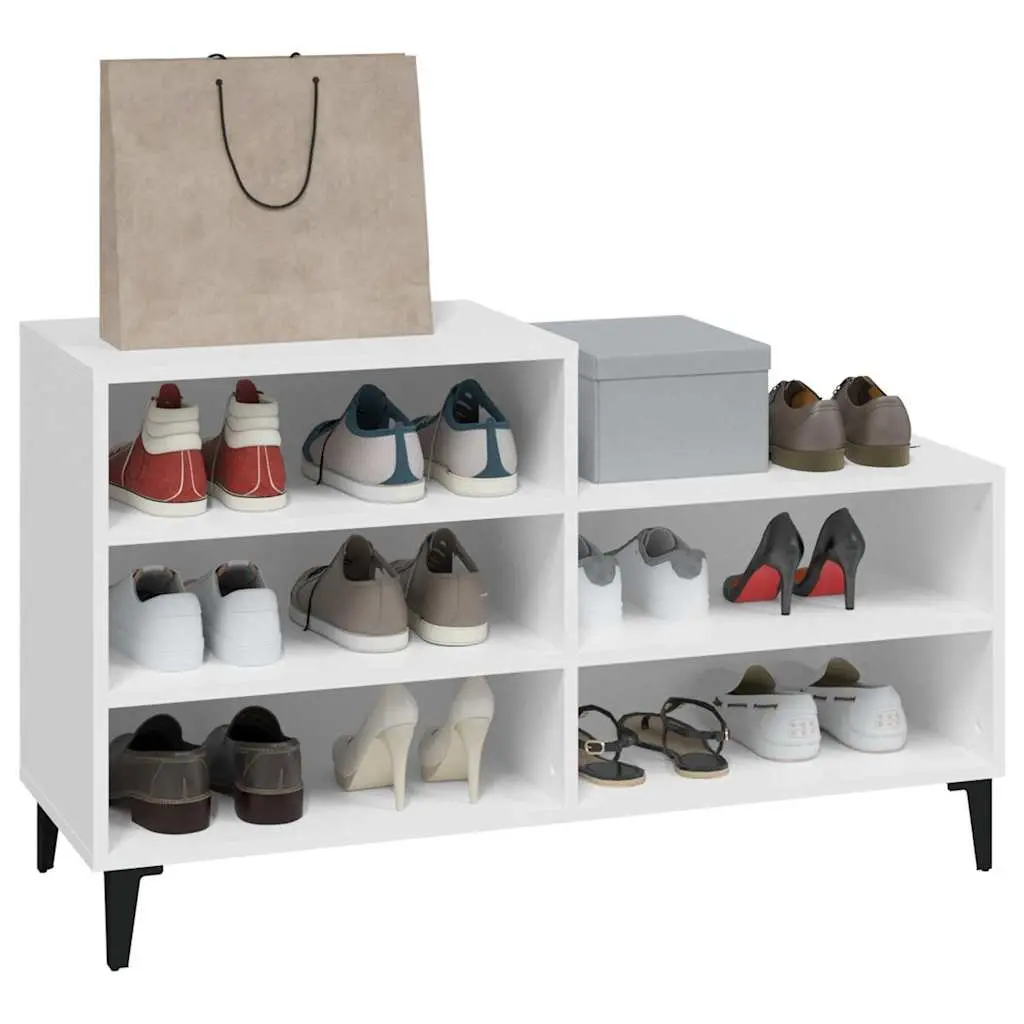 Shoe Storage Cabinet Engineered Wood White 102x36x60 cm 5 Shelves Compact Organization Rack