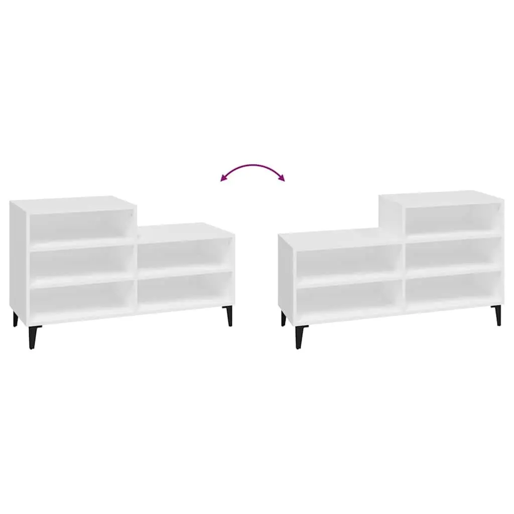 Shoe Storage Cabinet Engineered Wood White 102x36x60 cm 5 Shelves Compact Organization Rack