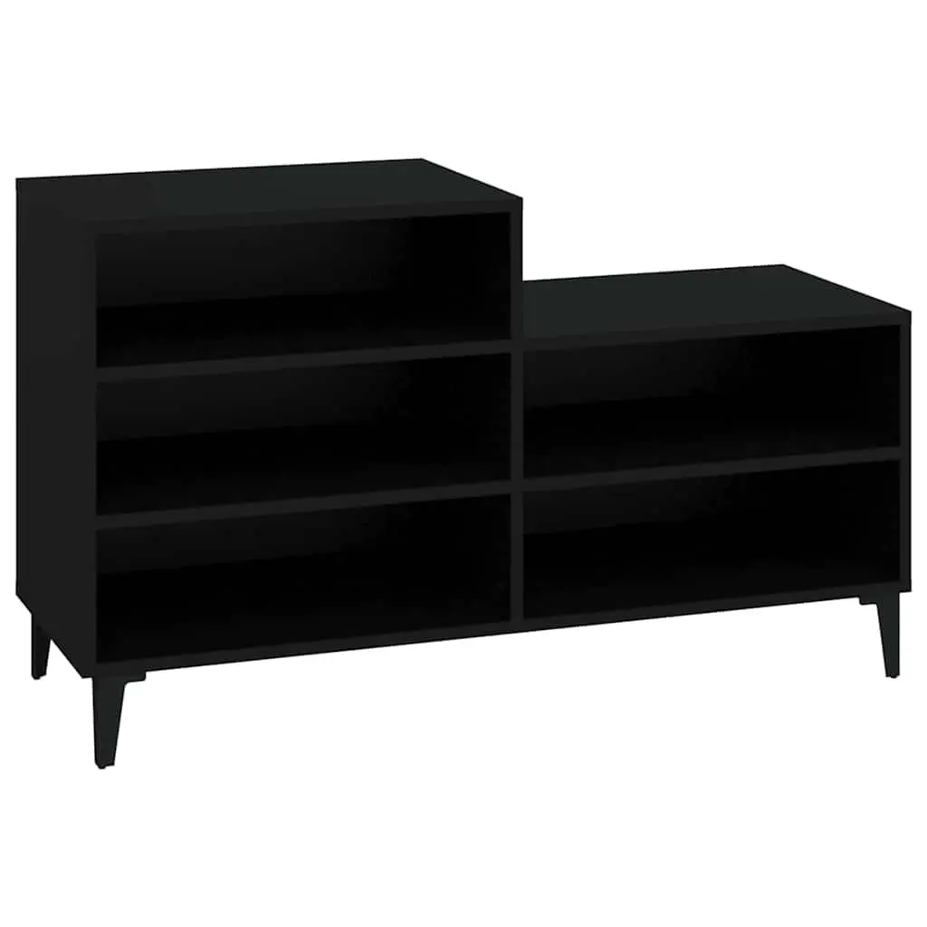 Shoe Cabinet Black Engineered Wood 5 Shelf Compact Wardrobe Storage Organiser