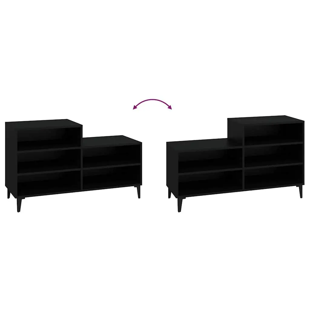 Shoe Cabinet Black Engineered Wood 5 Shelf Compact Wardrobe Storage Organiser