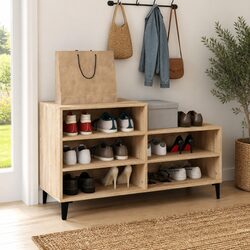 Shoe Cabinet Storage Organiser 5 Shelf Engineered Wood Beige Home Furniture