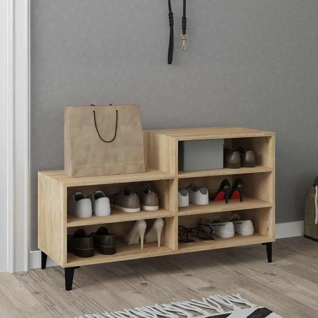 Shoe Cabinet Beige 5 Shelf Engineered Wood Storage Organiser Home Furniture
