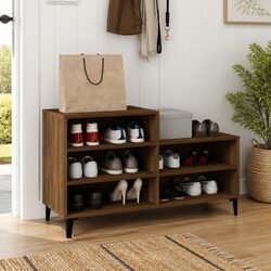 Brown Oak Shoe Cabinet with Ample Storage