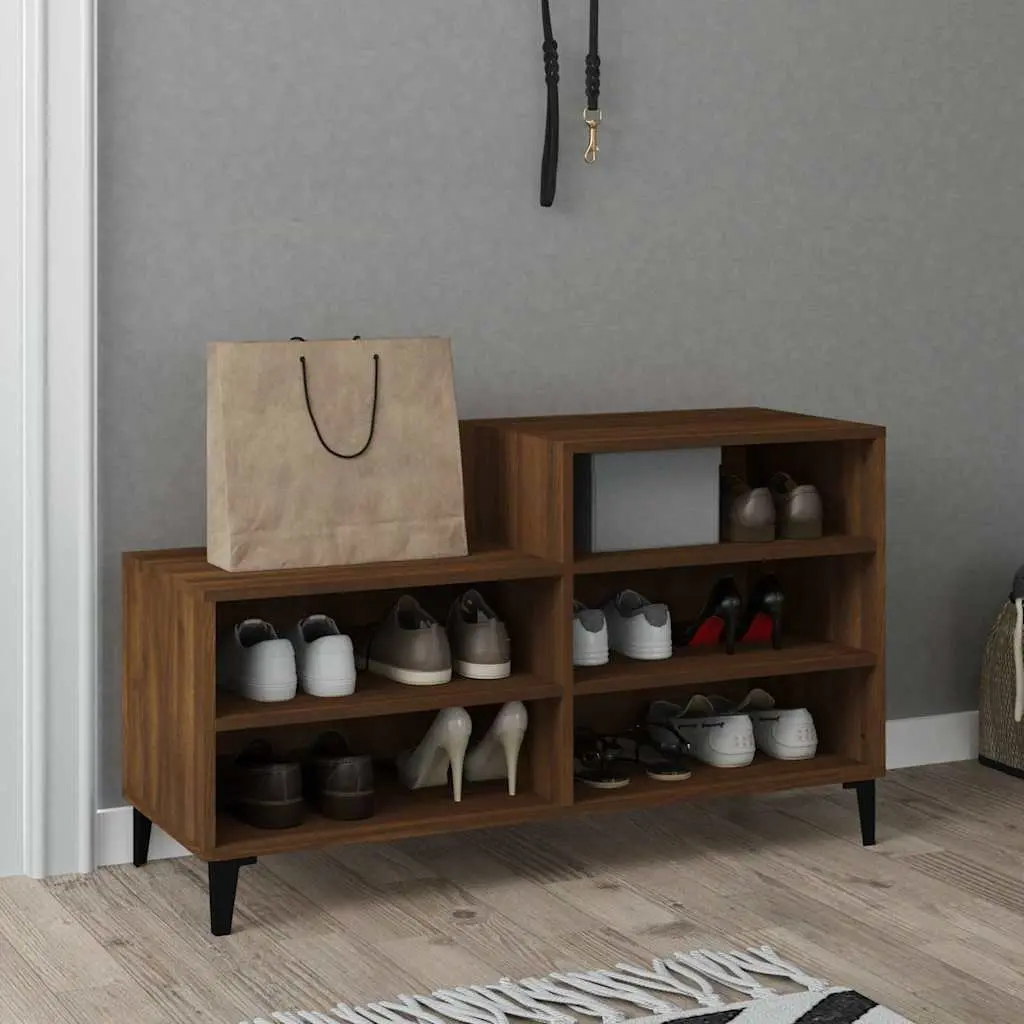 Shoe Cabinet Brown 102x36x60cm Engineered Wood 5 Shelves Storage Rack
