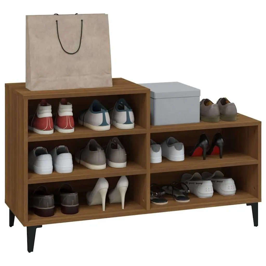 Shoe Cabinet Brown 102x36x60cm Engineered Wood 5 Shelves Storage Rack