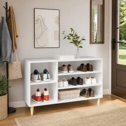 Shoe Cabinet White 102x36x60 cm Storage Organiser Engineered Wood Hall Furniture