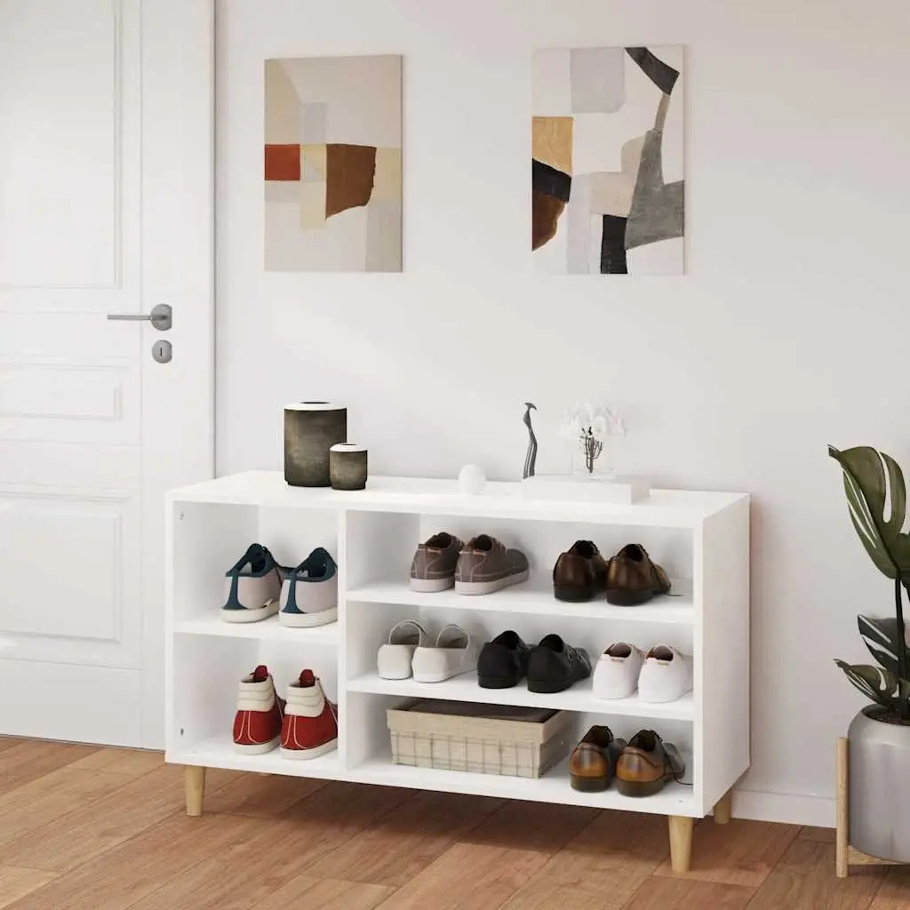 Shoe Storage Organiser Engineered Wood White 102cm x 36cm x 60cm Multiple Compartments Stable Top Moisture Resistant