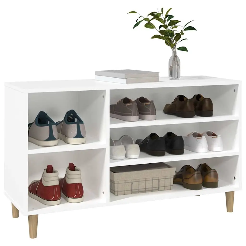 Shoe Storage Organiser Engineered Wood White 102cm x 36cm x 60cm Multiple Compartments Stable Top Moisture Resistant