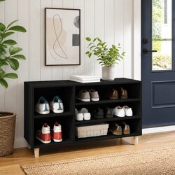 Compact Black Shoe Cabinet with Ample Storage