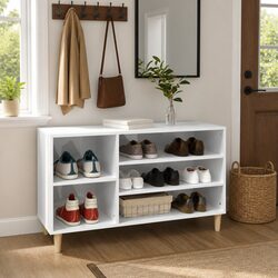 Shoe Cabinet Storage Organiser High Gloss White Hallway Furniture Engineered