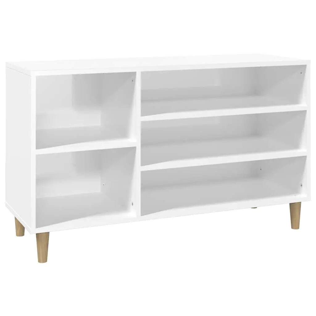 Shoe Cabinet High Gloss White Engineered Wood Multiple Storage Compartments Stable Top Surface