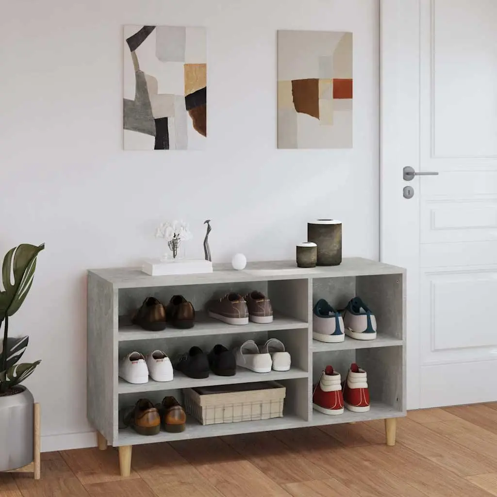 Shoe Cabinet Grey Engineered Wood Storage Organiser Compact Hall Furniture 102x36x60cm