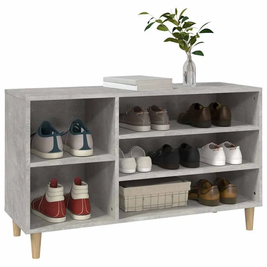 Shoe Cabinet Grey Engineered Wood Storage Organiser Compact Hall Furniture 102x36x60cm