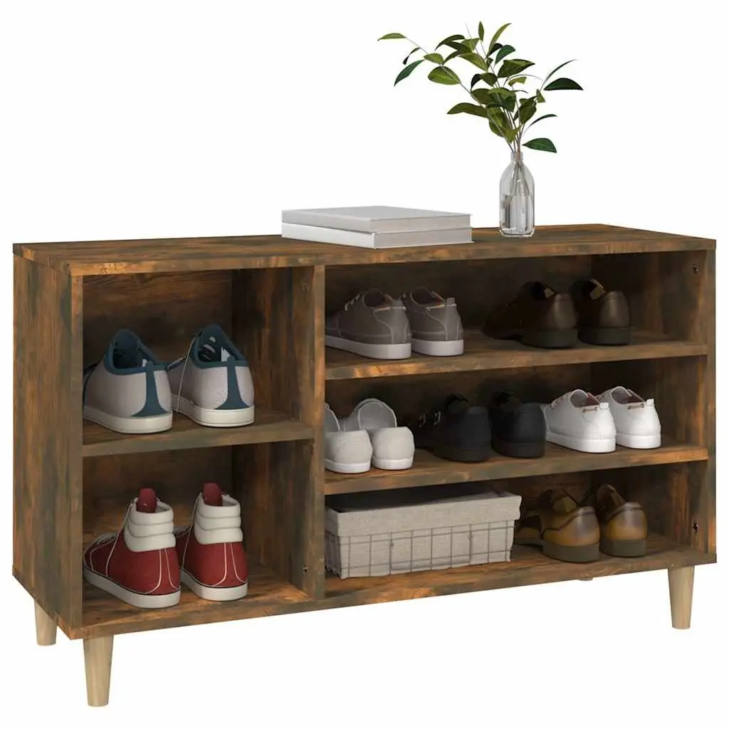 Shoe Cabinet Brown Engineered Wood Multiple Storage Compartments Stable Top Surface