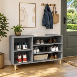 Grey Shoe Storage Cabinet with Multiple Compartments