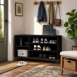Black Shoe Storage Cabinet 102x36x60 cm