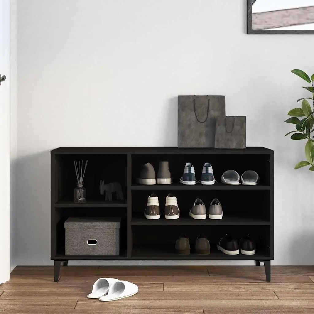 Shoe Cabinet Black 102x36x60 cm Storage Organiser Engineered Wood Hallway