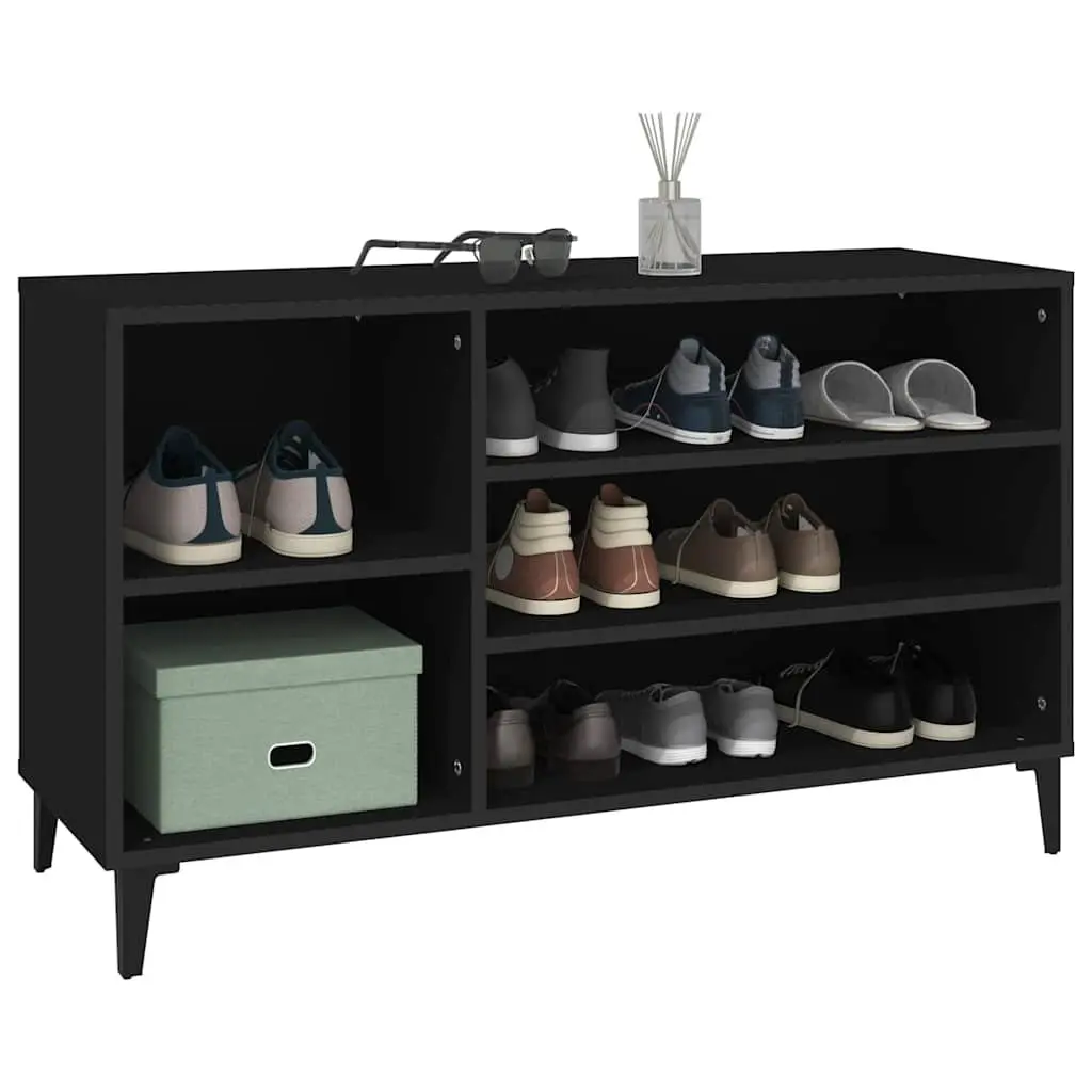 Shoe Cabinet Black 102x36x60 cm Storage Organiser Engineered Wood Hallway