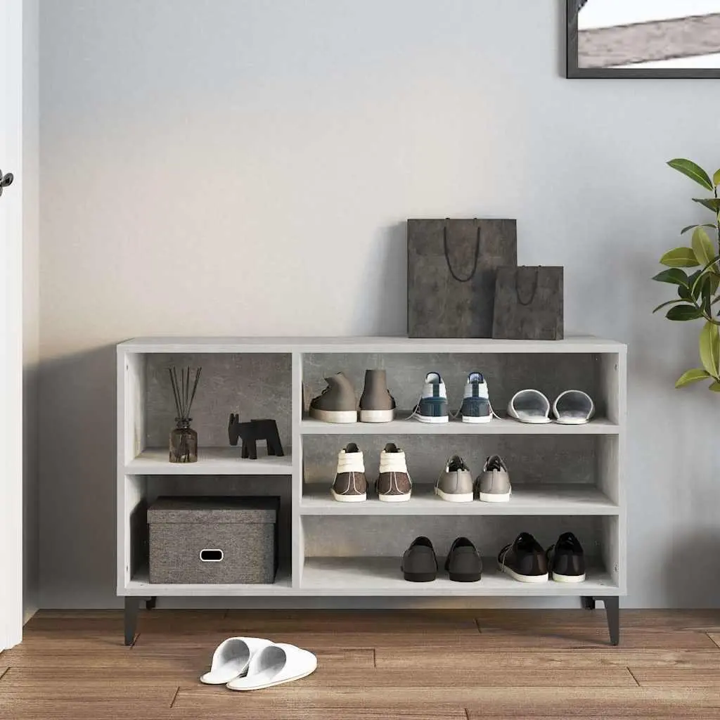 Shoe Cabinet Grey Engineered Wood Storage Organiser with Multiple Compartments and Stable Top for Entryways Hallways or Bedrooms